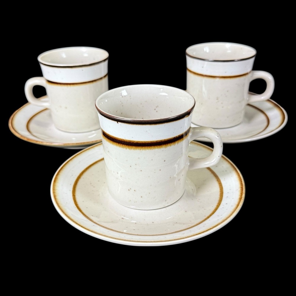 Vtg Diner Decor Sango Rainbow Stoneware #651‎ Capri Cups Saucers Japan Set of 3